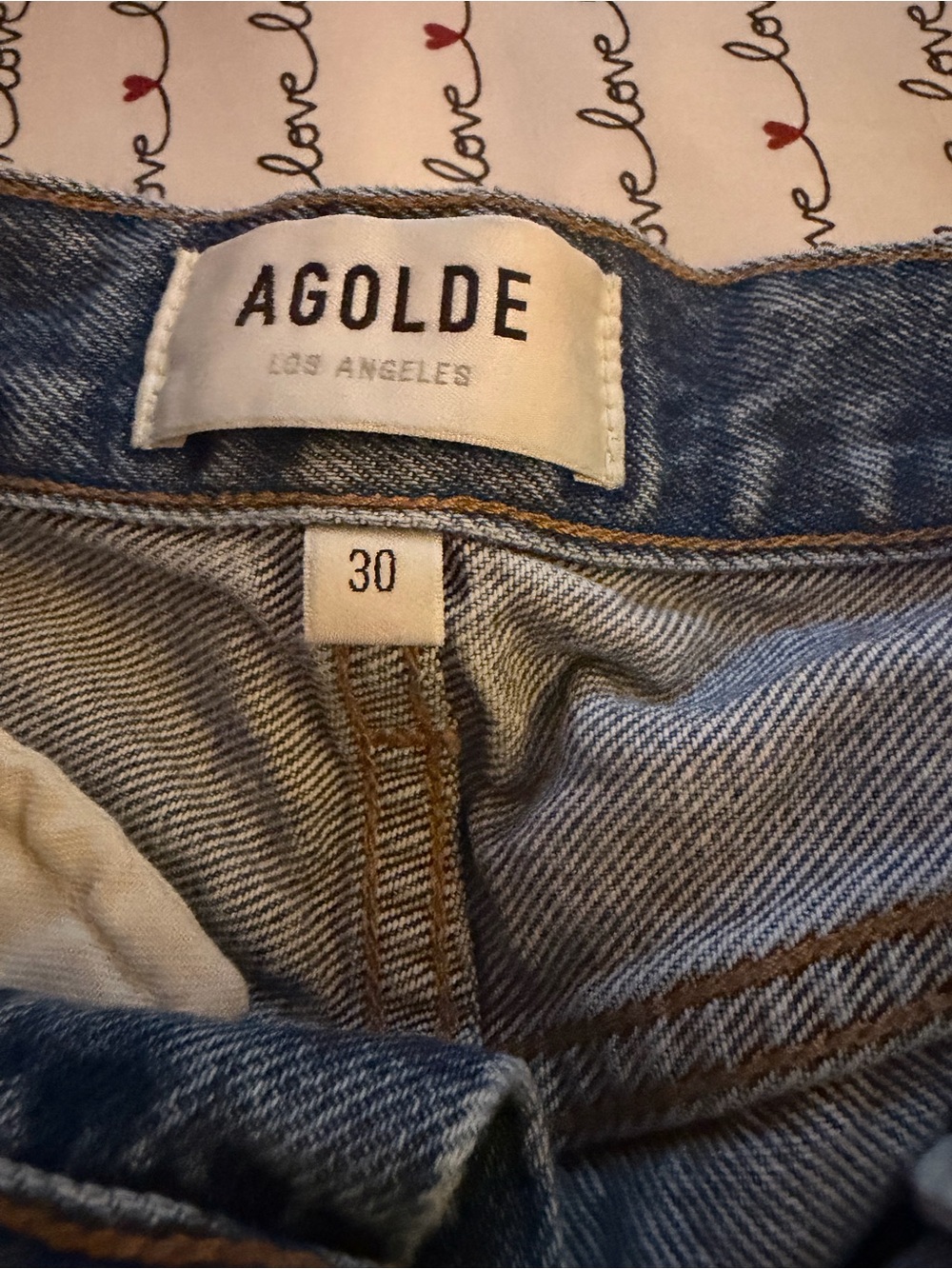 Agolde Light Blue Denim Jeans with Contrast Stitching